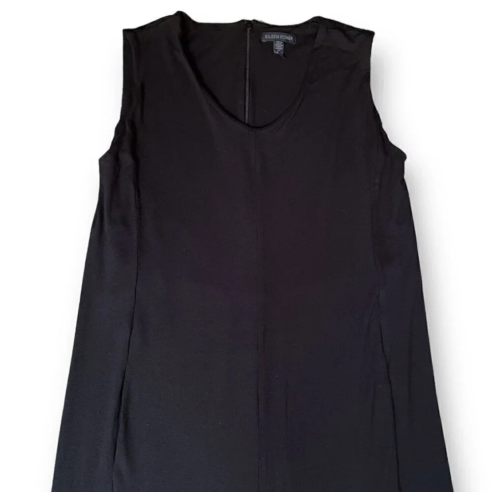 Eileen Fisher Womens Jumpsuit XXS Black Stretch V-neck Wide Leg Crop Minimalist